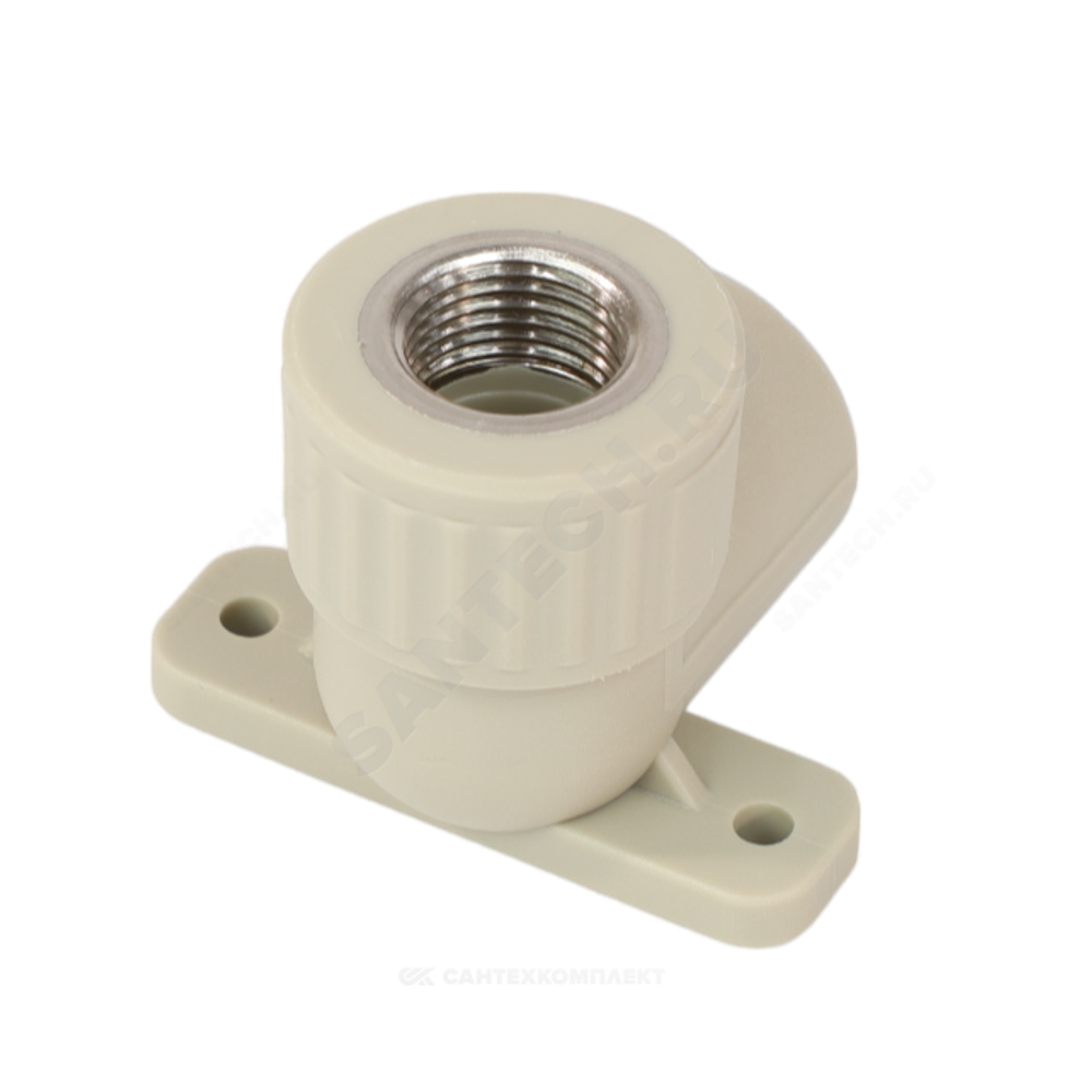 Угольник PP-R комбинированный серый Дн 20х1/2" ВР с креплением VALFEX 10120020Г