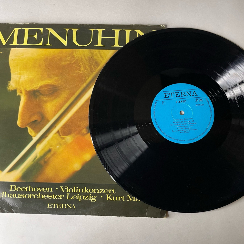 Винтажная виниловая пластинка LP Menuhin Иегуди Менухин, Beethoven Бетховен, Gewandhausorchester Leipzig, Kurt Masur, Violinkonzert (ГДР 1983)