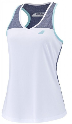 Женский теннисный топ Babolat Play Tank Top Woman - white/blue heather
