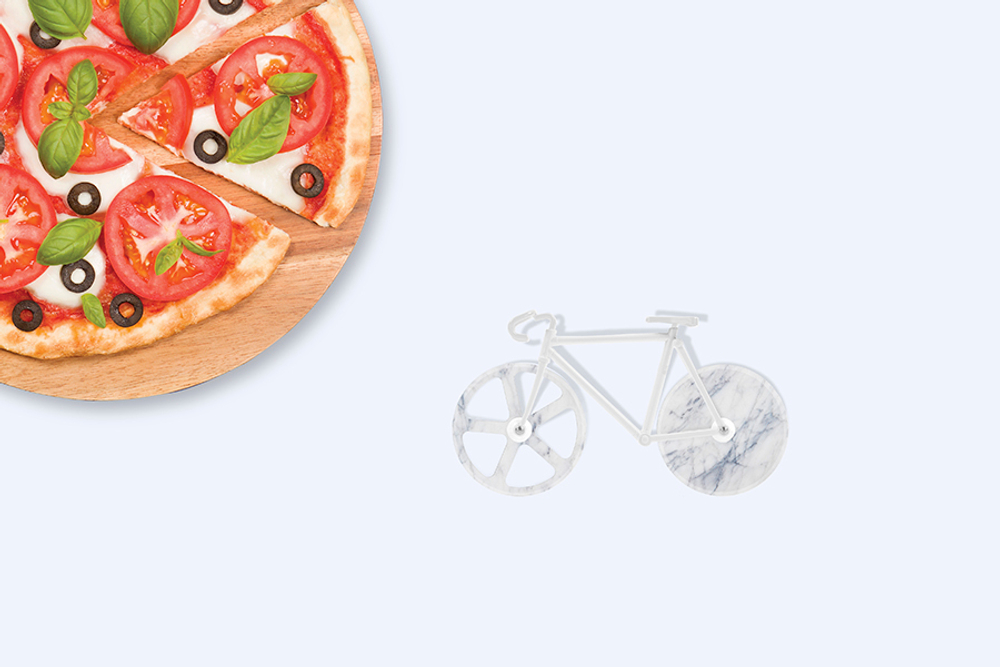Нож для пиццы из нержавеющей стали the fixie, белый мрамор