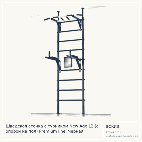 Шведская стенка с турником New Age L2 (с опорой на пол) Premium line, Черная