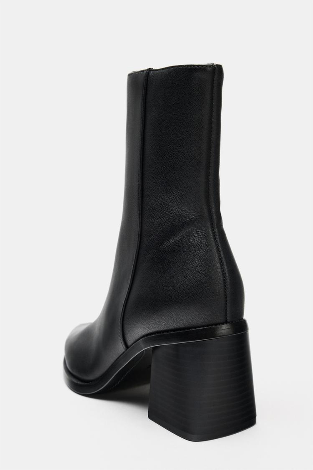 ZARA КОЖАНЫЕ БОТИЛЬОНЫ НА КАБЛУКЕ, ЧЕРНЫЙ