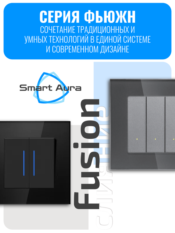 Рамка электроустановочная стеклянная Smart Aura серия Fusion