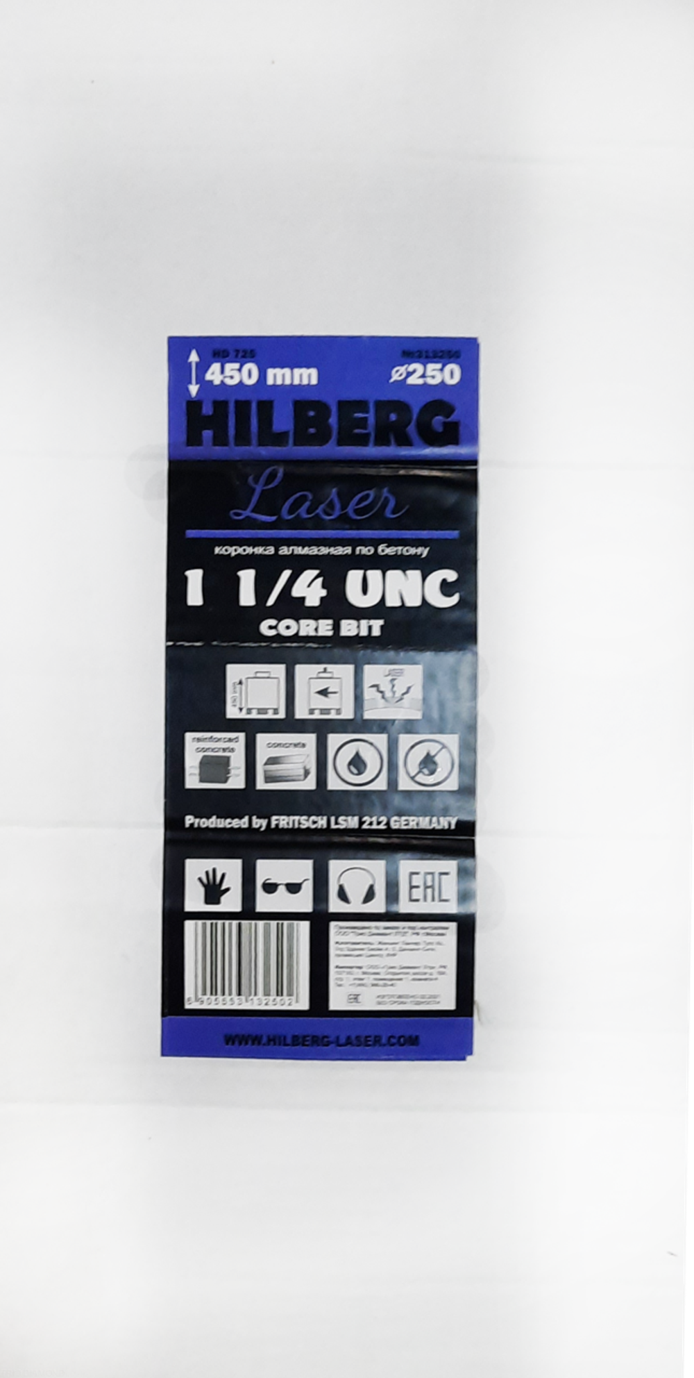 Коронка алмазная 250*450 Hilberg Laser 1 1/4 UNC HD725