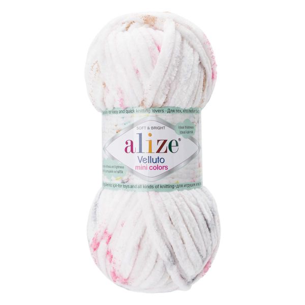 Пряжа Alize (Ализе) Mini Colors серия Бархат (Velluto) / уп.5 мот. по 100 г, 68м, 8110 принт