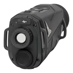 Тепловизионный монокуляр Hunter HR215 256х192, AI 384x288, D15, WiFi - вид спереди, линза и разъем USB