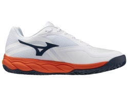 Мужские кроссовки теннисные Mizuno Wave Enforce Court 2 CC - white/insignia blue/orange