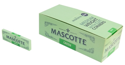 Бумага для сигарет блок "Mascotte" Green 17.5г/м Cut Corners 50л*50шт