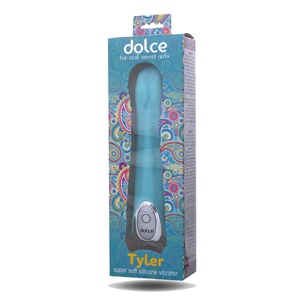 Голубой силиконовый вибратор 16,5см ToyFa Dolce Tyler 591003
