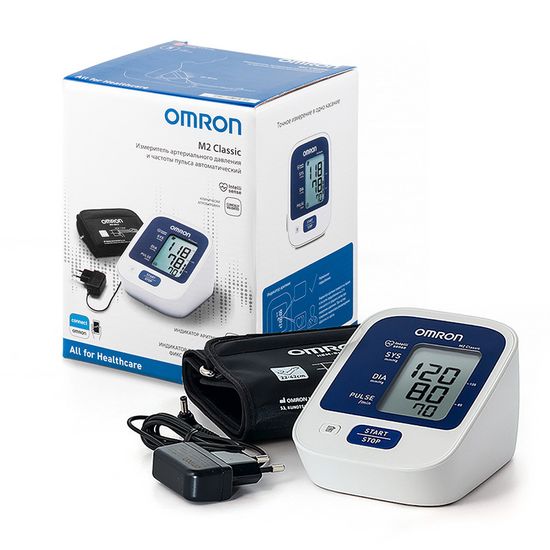 Тонометр Omron автоматический на плечо M2 Classic, универсальная манжета 22-42 см адаптер, HEM-7122-ALRU