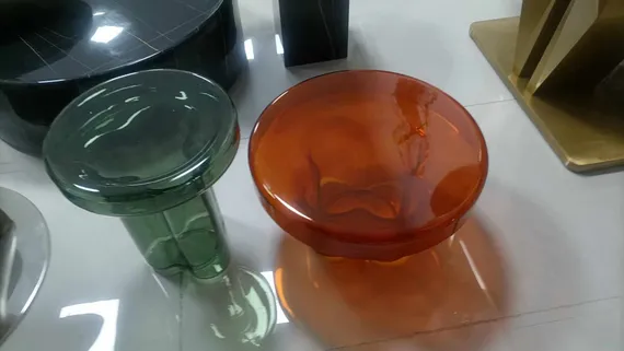 Журнальный столик Soda L, Ø55х32 см, янтарное стекло