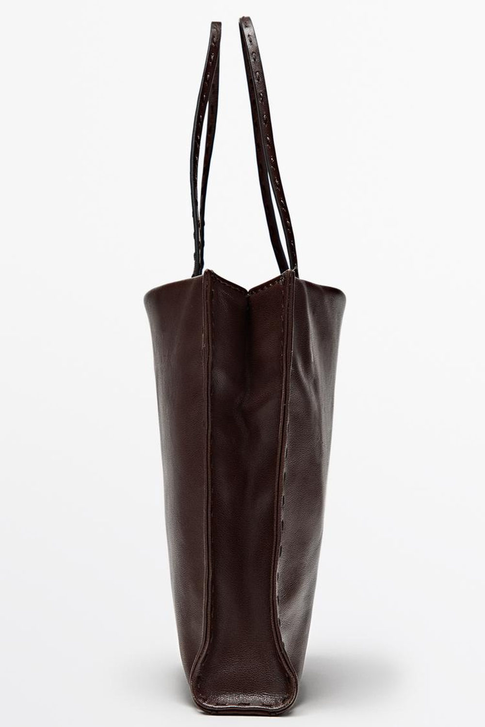 Massimo Dutti Сумка с двумя отделениями из кожи наппа, коричневый