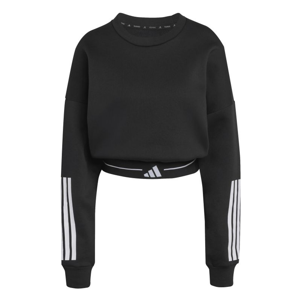 Женская теннисная толстовка Adidas Hyperglam 3-Stripes Cropped Crewneck - black