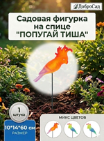 Фигура на спице «Попугай Тиша» 10*14*60 см