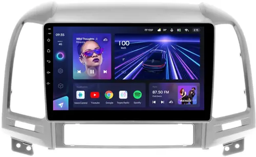 Магнитола для Hyundai Santa Fe 2 CM 2006-2012 (рамка серебро) - Teyes CC3L на Android 10, CarPlay, 4G SIM-слот
