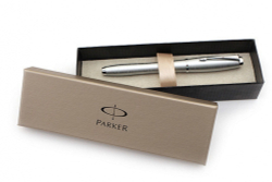 Подарочный набор: Перьевая ручка Parker Urban Premium Silver -Blue и Записная книжка серая тон. блок, цв. срез.