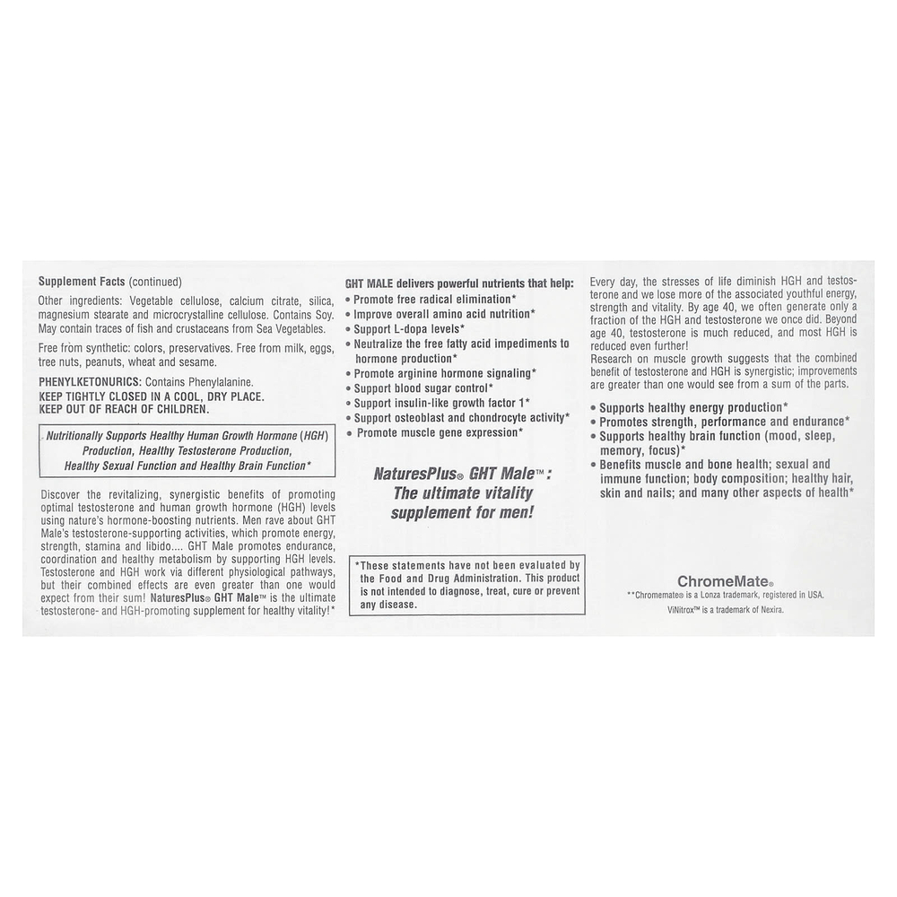 NaturesPlus, GHT Male™, 90 капсул