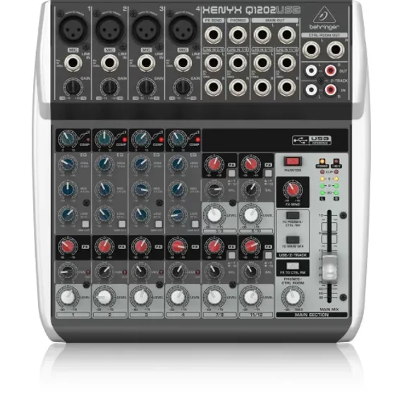 Behringer Q1202USB - микшер 4 моно, 4 стерео канала, эквалайзер, микр.предусил, USB