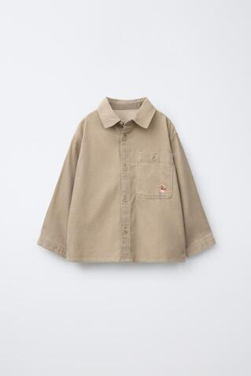 ZARA РУБАШКА ИЗ ТОНКОГО ВЕЛЬВЕТА С ВЫШИВКОЙ, ЭКРЮ