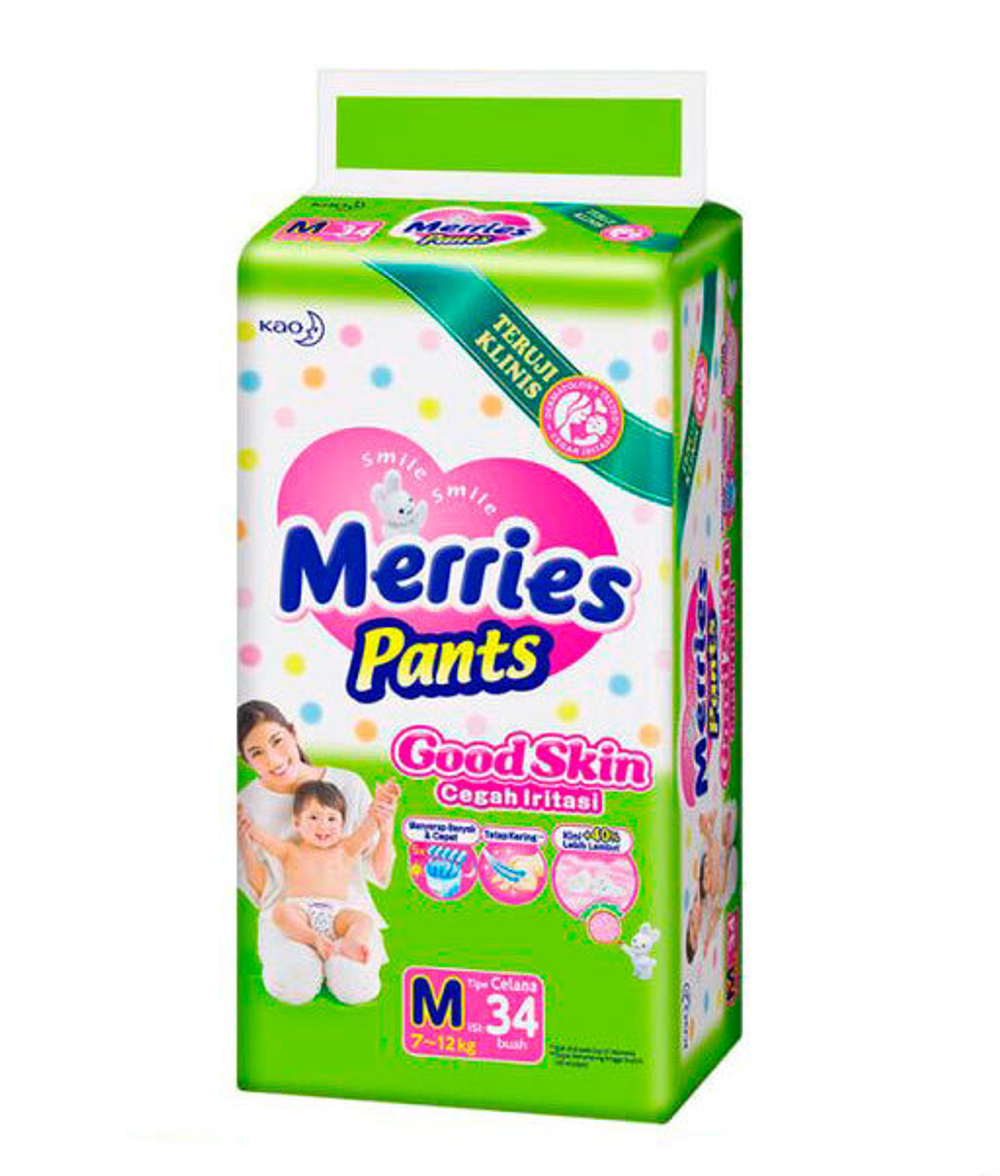 Трусики MERRIES Good Skin  размер M (7-12 кг)х34штуки.