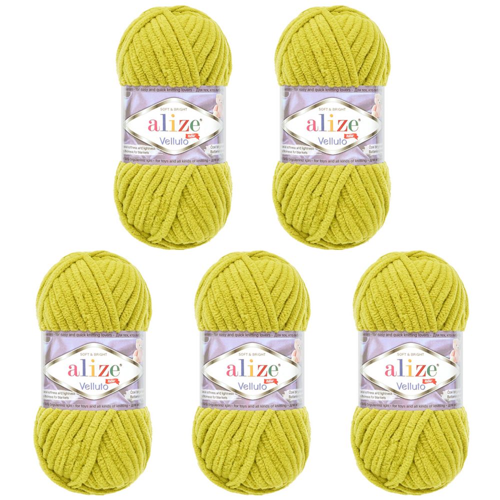 Пряжа Alize (Ализе) Velluto / уп.5 мот. по 100 г, 68м, 11 фисташка