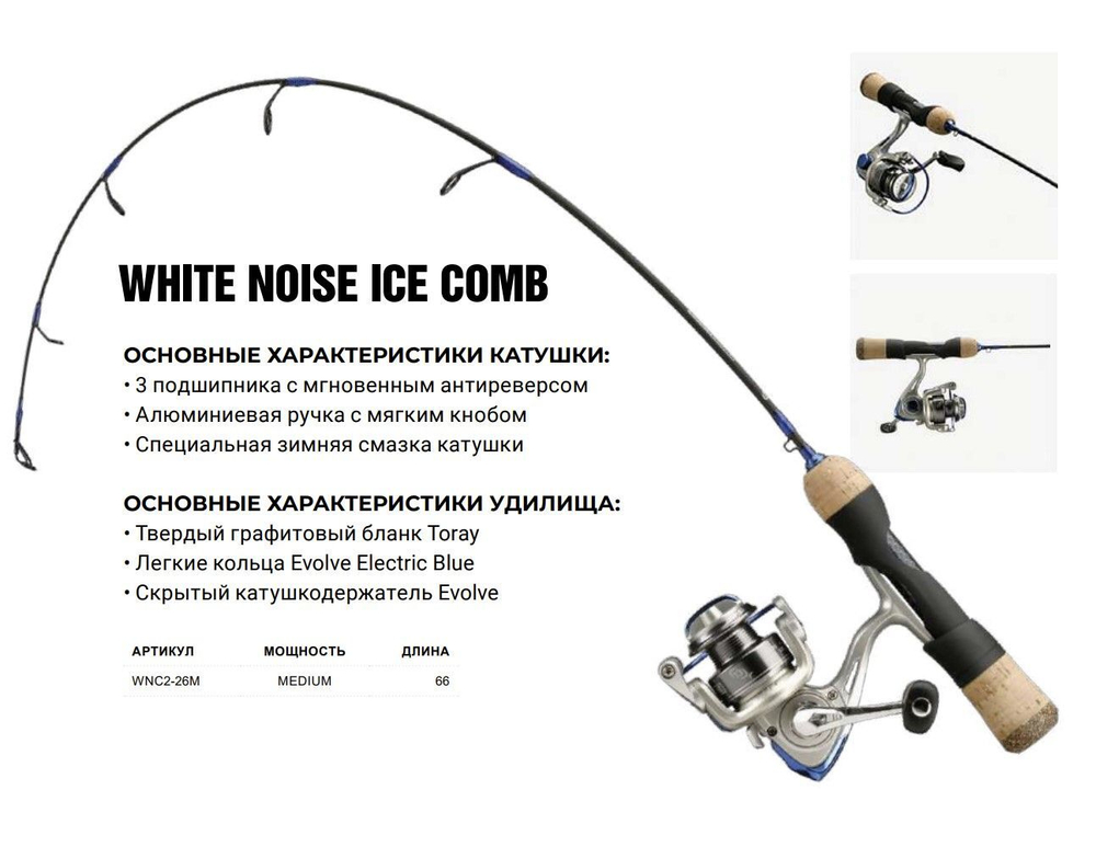 Комбо набор для зимней рыбалки 13 FISHING White Noise Ice Combo M 26"