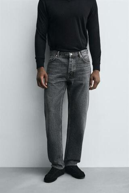ZARA ДЖИНСЫ STRAIGHT FIT, СЕРЫЙ