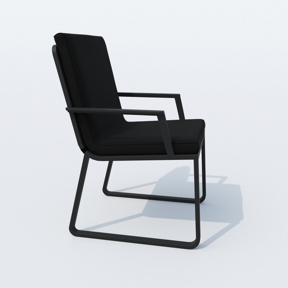 Обеденная группа Ideal Patio ТЕЛЛА  АЛЬБА  каркас карбон, стол тик 200, ткань черная