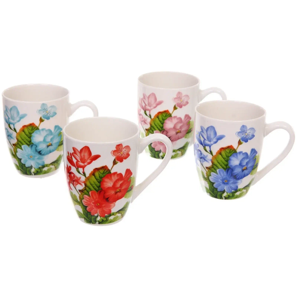 Кружка керамическая 330мл «Цветы», микс 4рисунка