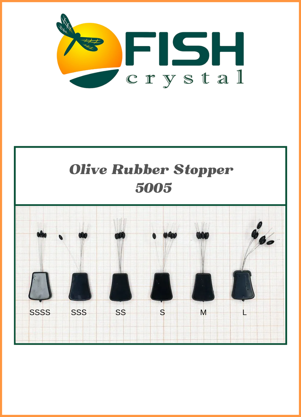 Стопор резиновый рыболовный Fish Crystal ОЛИВКА 5005 SSSS ( 5 упаковок )