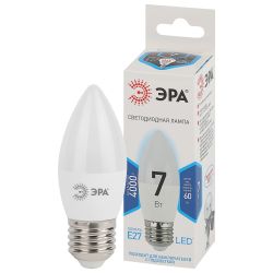 Лампа светодиодная ЭРА STD LED B35-7W-840-E27 7Вт свеча нейтральный белый свет Е27 | Лампы cветодиодные Свеча (B/C)