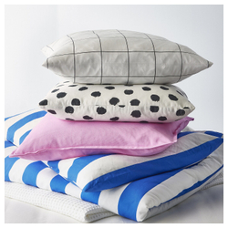 IKEA ODDNY  (ИКЕА ОДДНЙ)  -  Наволочка, кремовый/черный точечный рисунок, 50x50 см