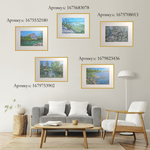 Картина авторская маслом на холсте в паспарту 30х40 см на стену для интерьера "Этюд в голубых тонах"
