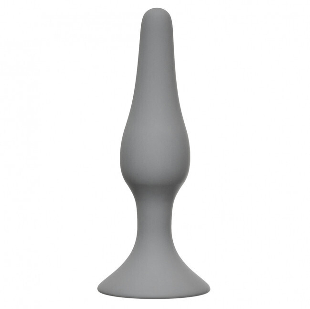 Узкая анальная пробочка на присоске Slim Anal Plug Large (12,5 см , серый ) (Цвет: серый)