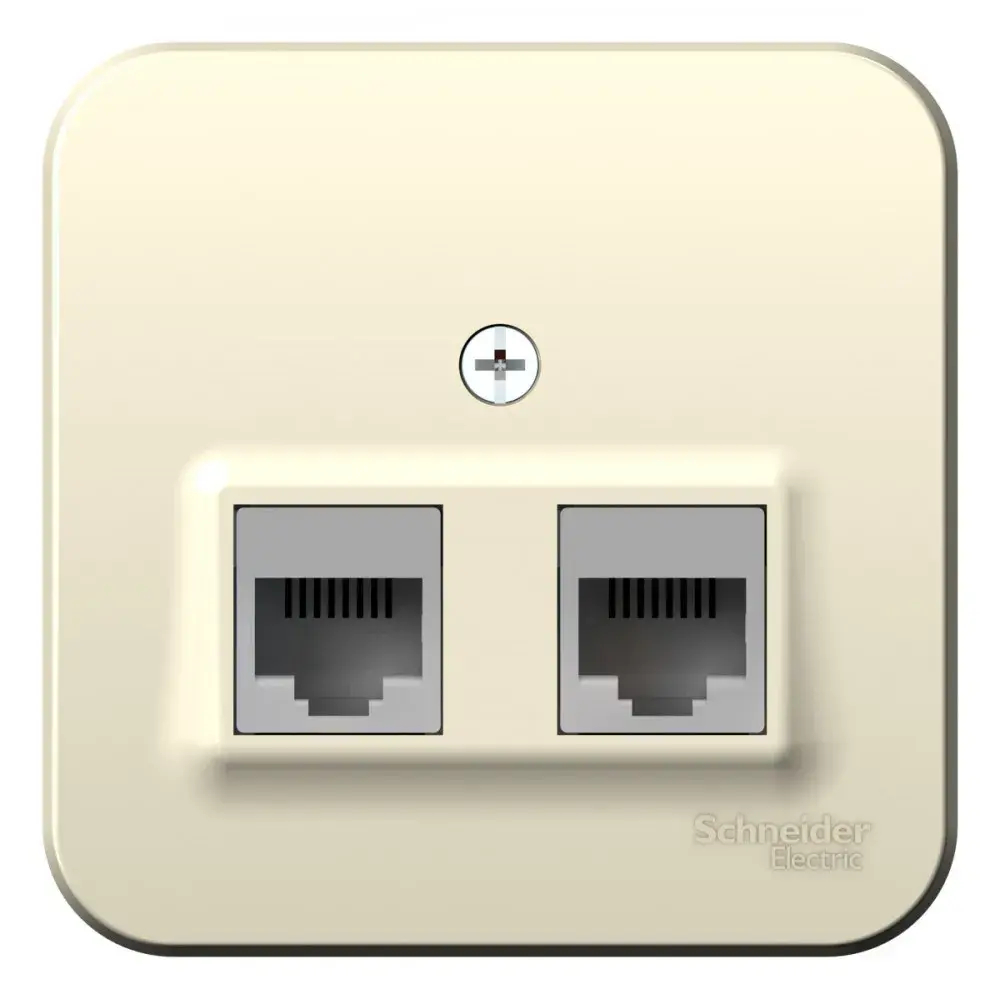 BLANCA О/У РОЗЕТКА двойная компьютерная RJ45, кат.5E, ИЗОЛ.ПЛ., МОЛОЧНЫЙ
