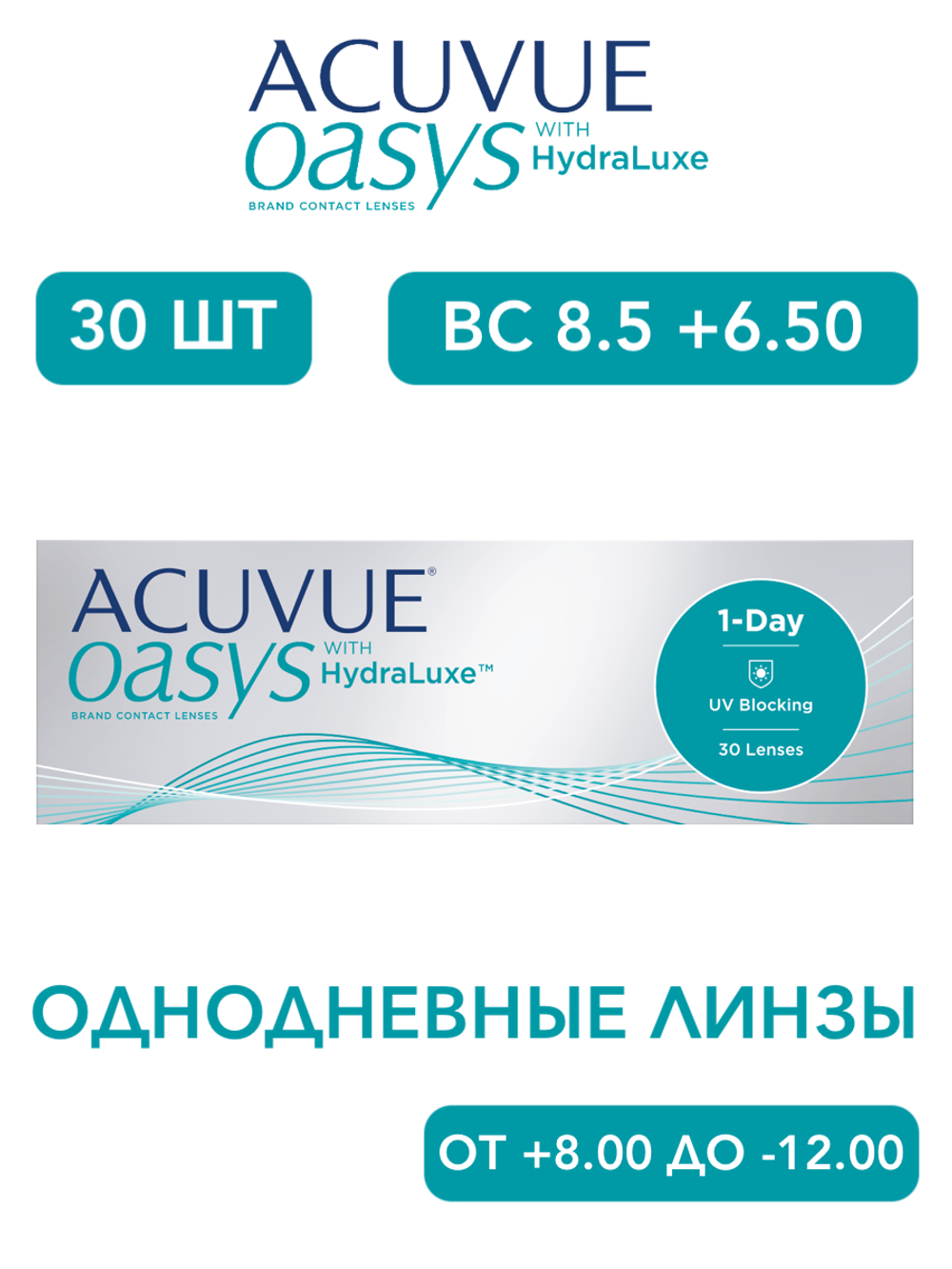 Однодневные контактные линзы Acuvue Oasys 1-Day (уп. 30 линз)