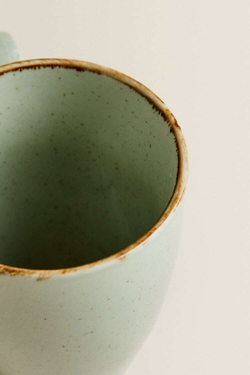 ZARA HOME ФАРФОРОВАЯ КРУЖКА ПОД СТАРИНУ, ЦВЕТ МОРСКОЙ ВОЛНЫ