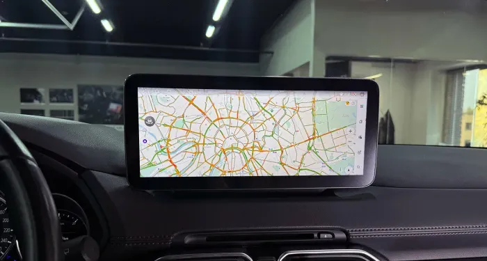 Магнитола для Mazda CX-5 2017-2021, CX-8 2017-2022 (без поддержки штатного меню) - Kuberg монитор 12.3" в стиле MERCEDES на Android 13, Быстрая, CarPlay, 4G SIM-слот