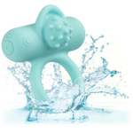 Аквамариновое эрекционное виброкольцо Silicone Rechargeable Nubby Lover’s Delight (Цвет: аквамариновый)