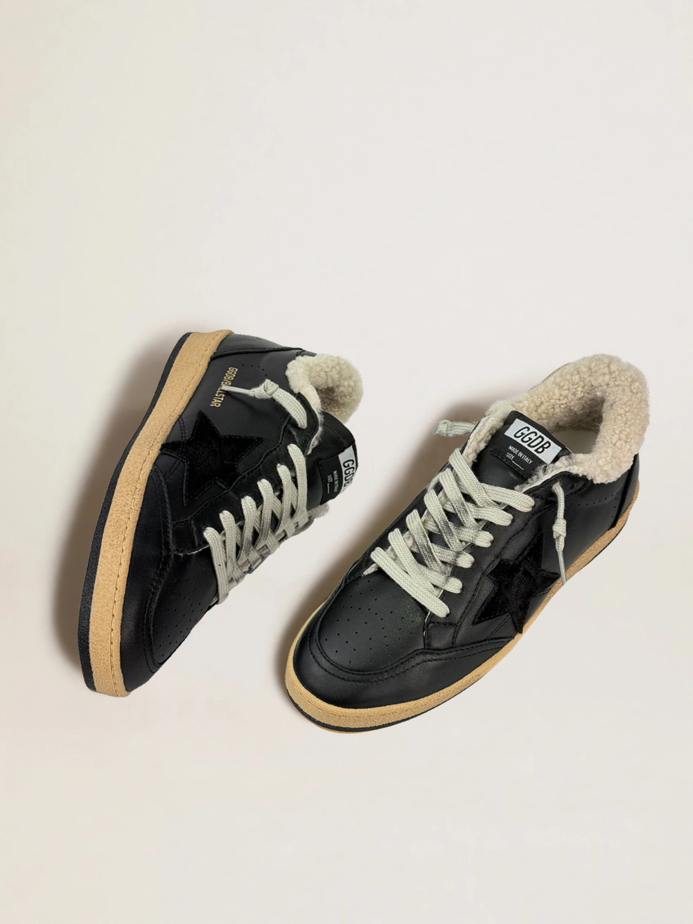 Men’s Ball Star in black nappa with suede star and nappa heel tab