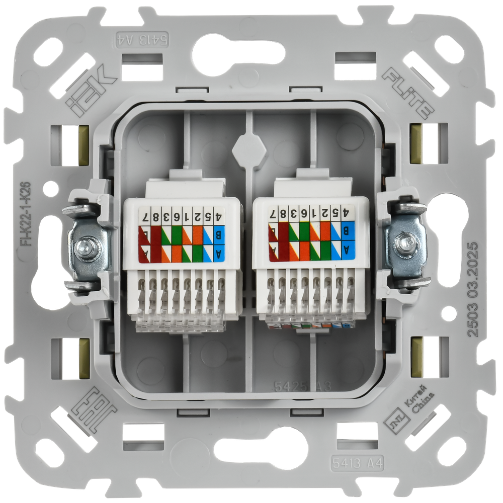 FLITE Розетка 2-местная компьютерная RJ45 категория 5Е UTP РК5е-2-0-ФлО оливковый IEK