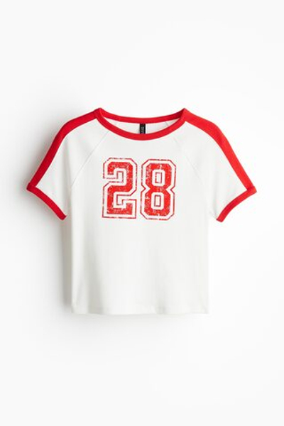 Короткая футболка с принтом - H&M