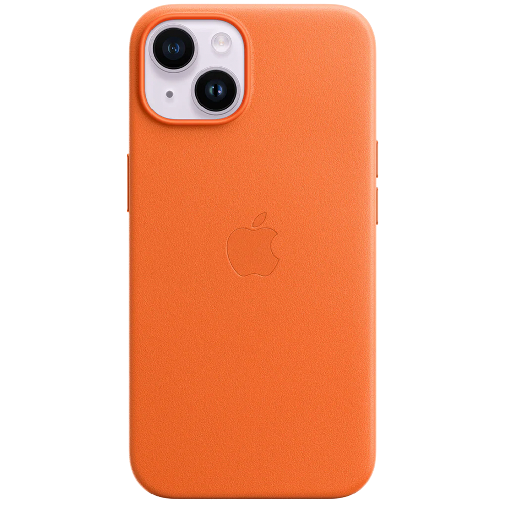Кожаный чехол с поддержкой MagSafe Apple Leather Case для iPhone 14, Orange (Оранжевый)