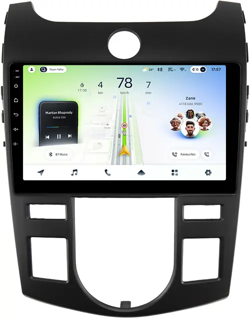 Магнитола для KIA Cerato 2 2008-2013 (климат, рамка черная) - Teyes CC4L-DTS монитор 9" IPS, Android 14, Быстрая, Snapdragon 662, CarPlay, 4G SIM-слот