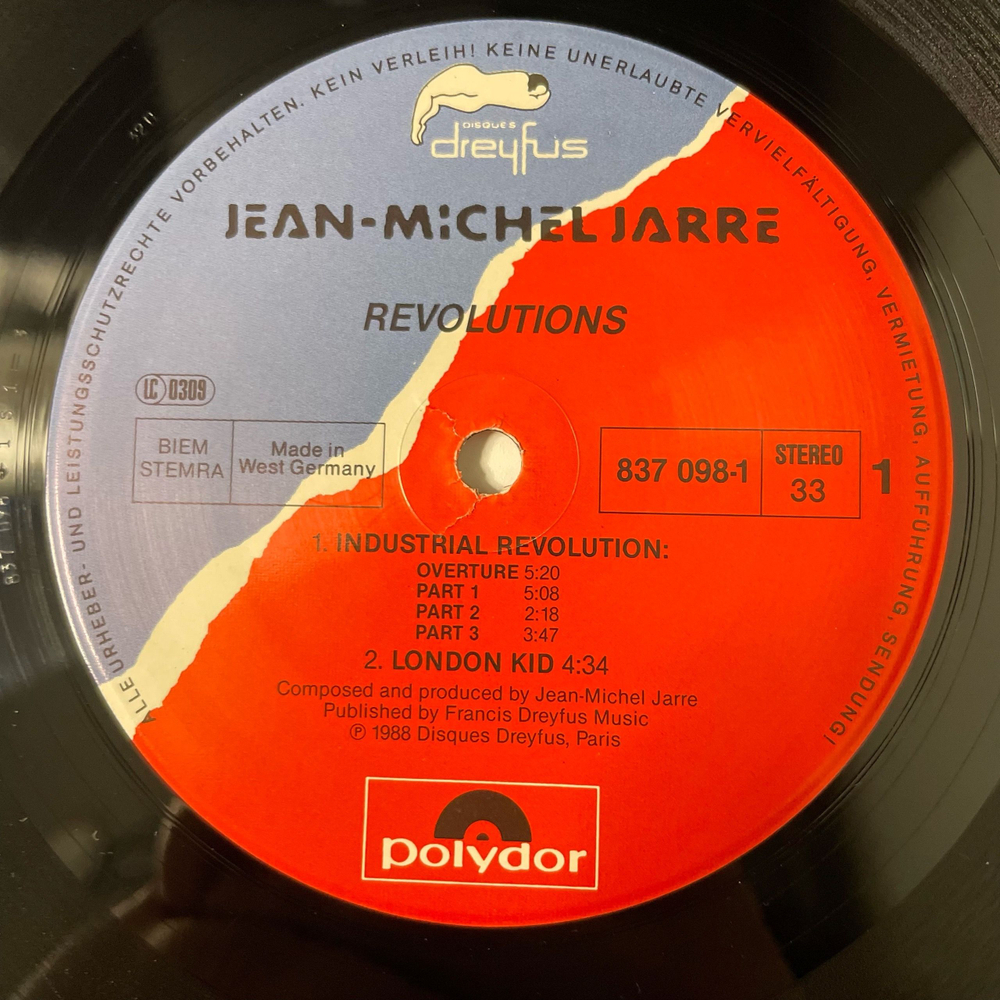 Винтажная виниловая пластинка LP Jean Michel Jarre Revolutions (Германия 1988)