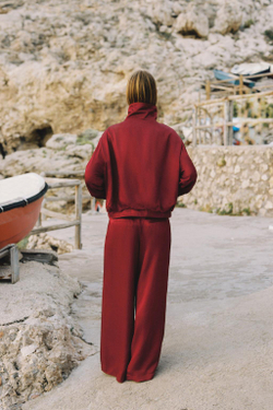 ZARA ШИРОКИЕ СВОБОДНЫЕ БРЮКИ, БУРГУНДИ