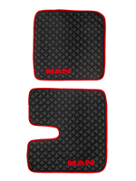 Ковры MAN TGX с 1-м ящиком (механика) (экокожа, черный, красный кант, красная вышивка)