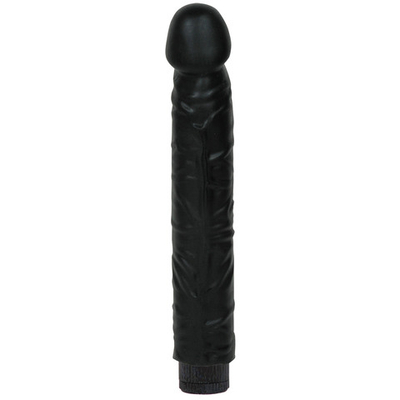 Черный вибратор Quivering Cock - 21,5 см.