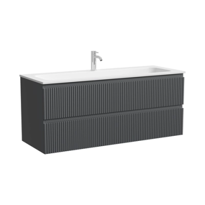 Тумба подвесная SANCOS Сноб Р (Snob R) 1195х445х500, c двумя ящиками оснащенными доводчиками, темный антрацит матовый, арт.SNR120MDH