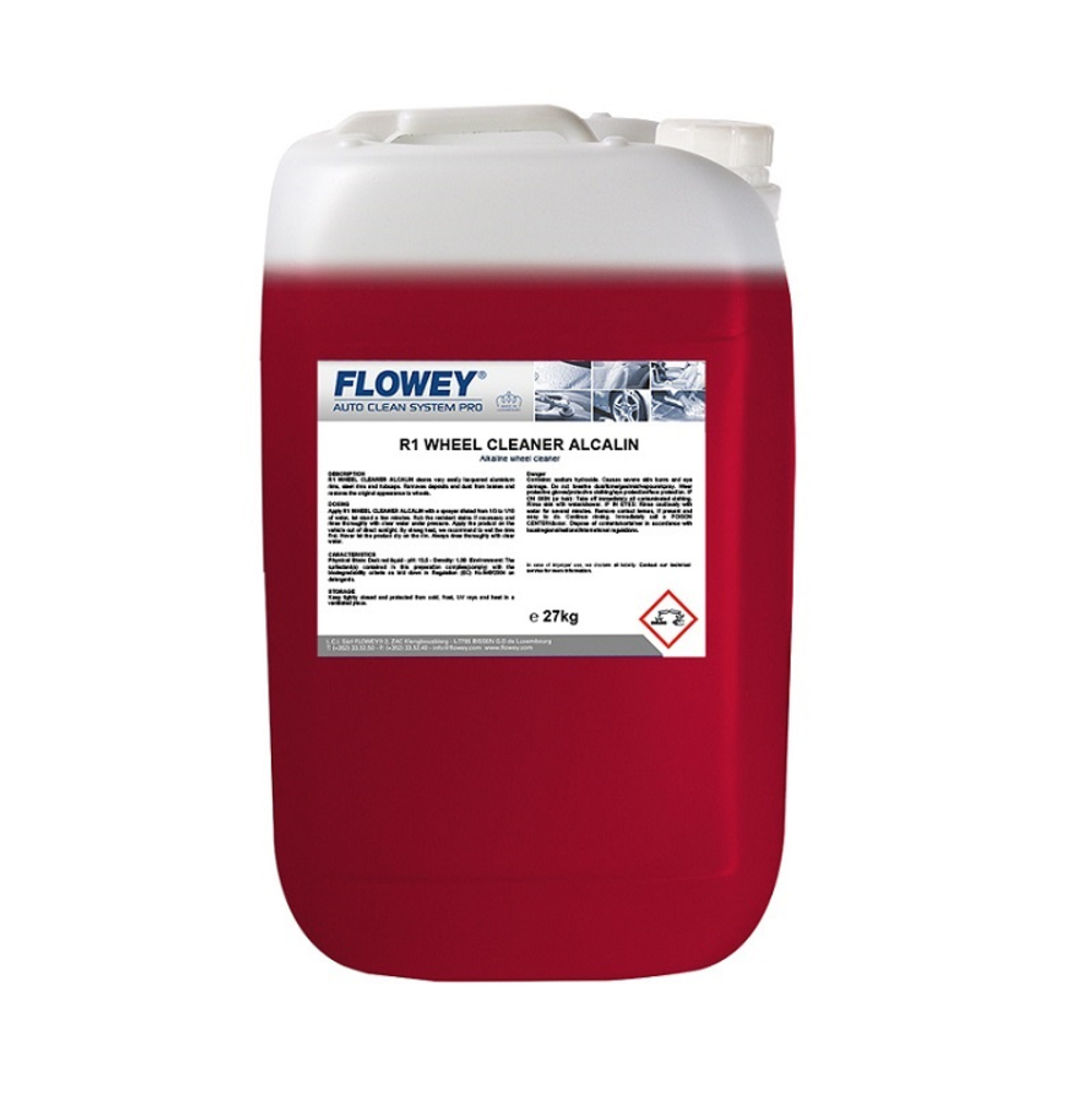 Очиститель дисков R1 WHEEL CLEANER ALCALIN, канистра 27 кг., FLOWEY (Люксембург)
